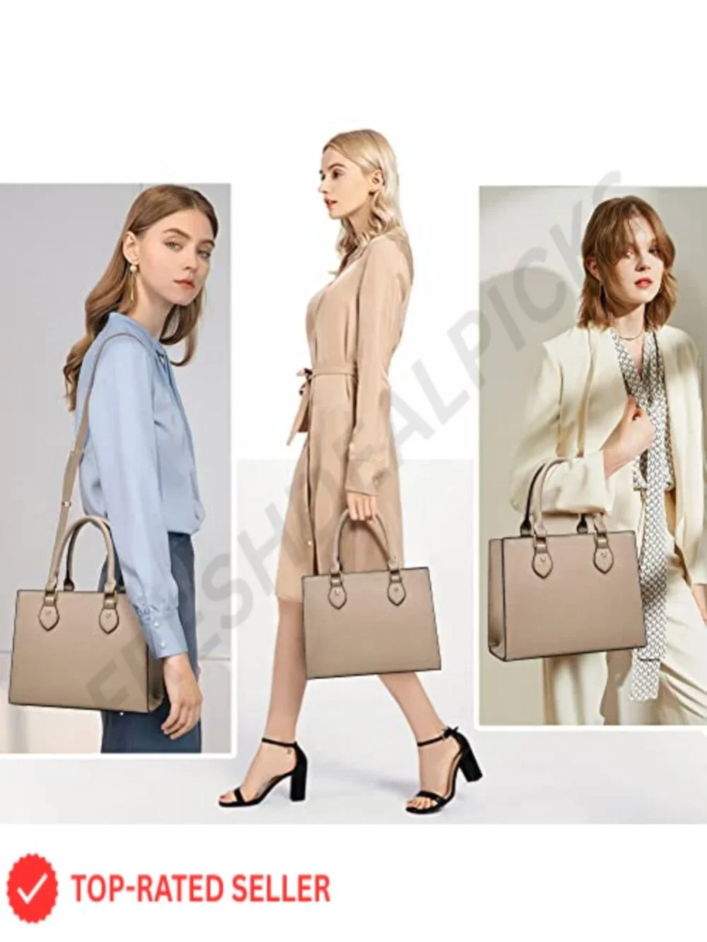 PU Leather Satchel Handbag Crossbody Tote Women's Shoulder Bag with Zipper